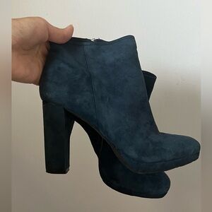 Blue Suede Booties Size 5.5